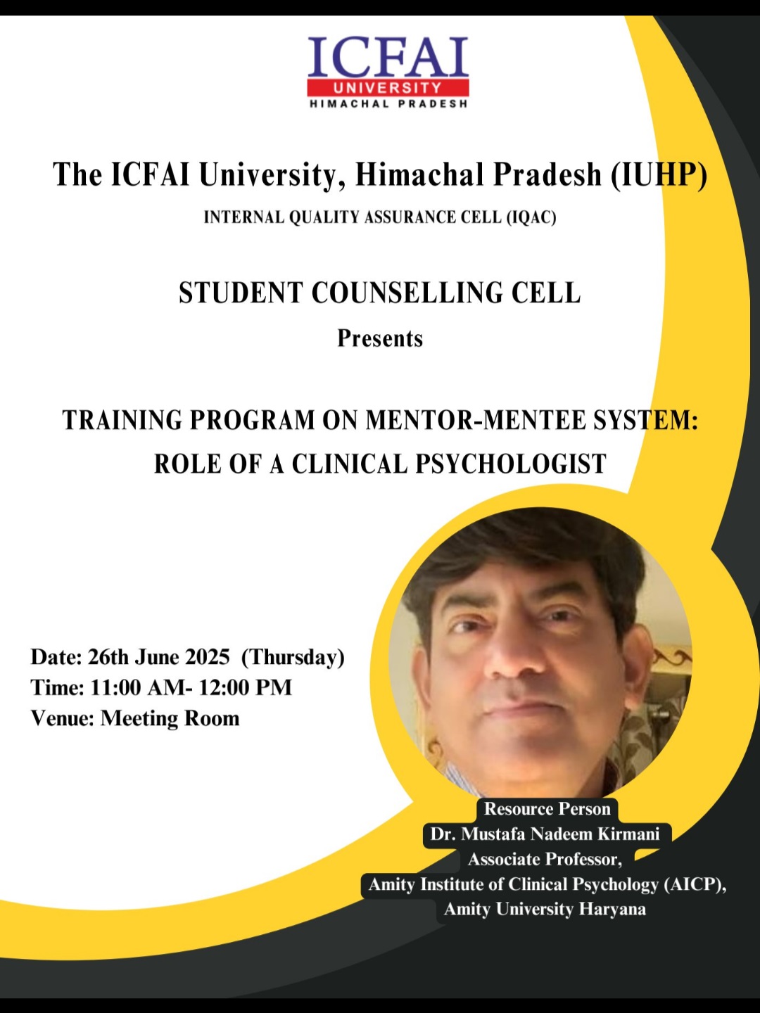 Training Program on Mentor-Mentee System: Role of a Clinical Psychologist