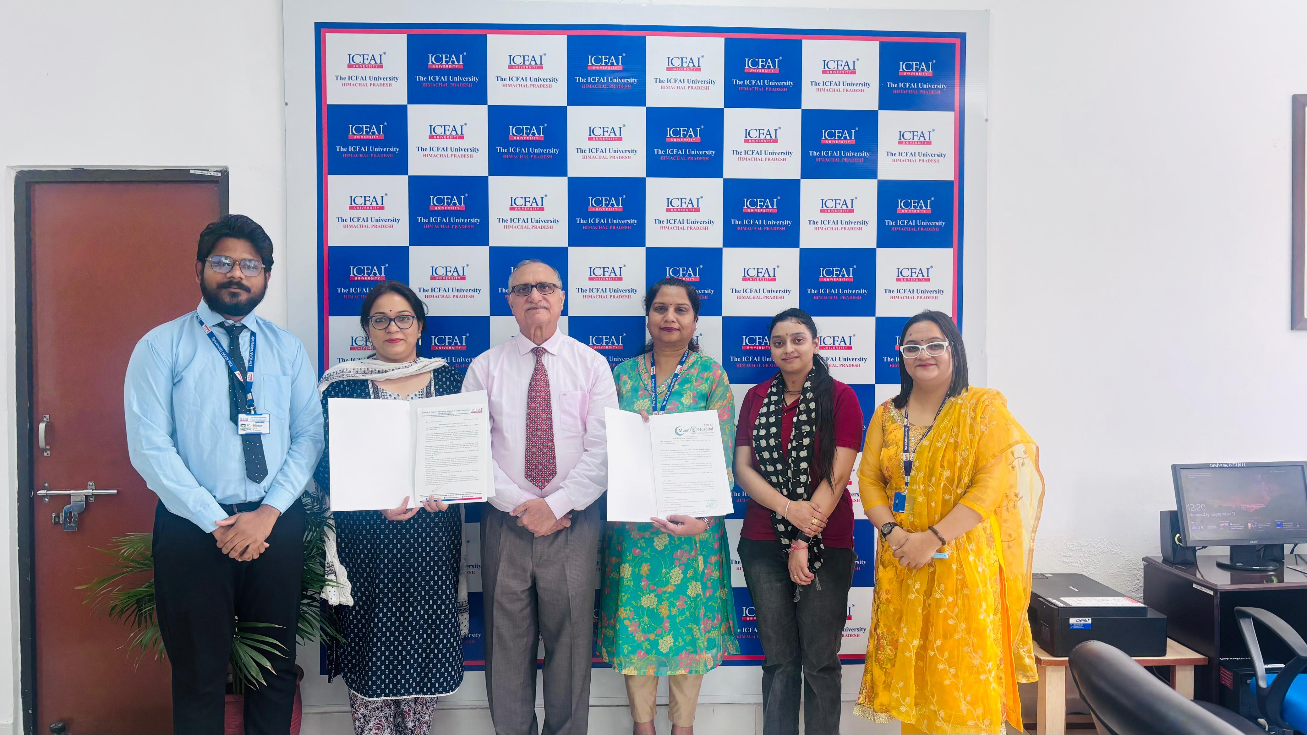 Memorandum of Understanding (MoU) Signed Between Faculty of Pharmaceutical  Sciences, The ICFAI University, Himachal Pradesh and Moon Hospital, Baddi 